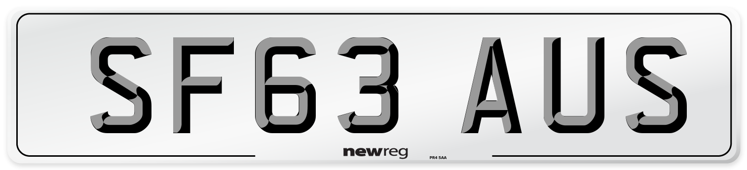SF63 AUS Number Plate from New Reg